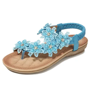 2020 nou retro sandale plate exotice T-Curea Elastic Dulce Floral Spate Curea platforma sandalias mujer femei timberland pantofi