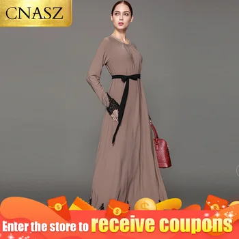 Solid De Culoare Moda Chic Casual Cu Maneci Lungi Rochii Maxi Pentru Femei Islamic Abaya Rochie Musulman Îmbrăcăminte