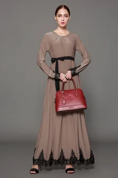 Solid De Culoare Moda Chic Casual Cu Maneci Lungi Rochii Maxi Pentru Femei Islamic Abaya Rochie Musulman Îmbrăcăminte