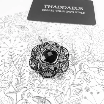 Pandantiv Floare Neagra Ornament,2019 Nou Brand De Bijuterii De Moda Europa 925 Sterling Silver Accesorii Vintage Cadou Pentru Femeie