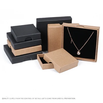 2019 NOI 20buc pachete cu Bijuterii ,9x9x1.6cm Negru /maro de hârtie Kraft cutie Pentru cercei/inel /bratara cutie de bijuterii A55
