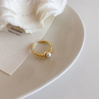 TARCLIY Simplu Femele Pearl Inel de Aur de Argint de Culoare Deschisă Wire Wrap Degetul Bijuterii New Sosire Nunti Ziua Inel Cadou 2020