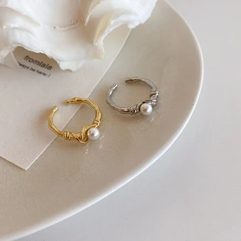 TARCLIY Simplu Femele Pearl Inel de Aur de Argint de Culoare Deschisă Wire Wrap Degetul Bijuterii New Sosire Nunti Ziua Inel Cadou 2020