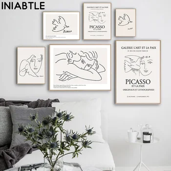 Picasso, Matisse Linie De Desen De Poster De Epocă Abstract Faimos Tablou Canvas Print Minimalist Arta De Perete Moderne, Tablouri Decorative