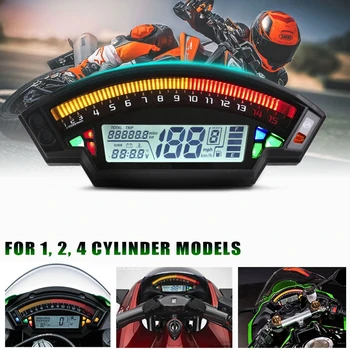 Motocicleta Universal LCD Vitezometru Digital 14000RPM 6 Viteze 199km/h Iluminare din spate Motocicleta Kilometrajul For1,2,4 Cilindri Metru