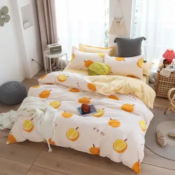 54 lenjerie de pat de culoarea piersicii Home textile lenjerie de pat de lux fructe carpetă acopere set cearceaf de pat cu 3/4 buc fete cadou regina king size