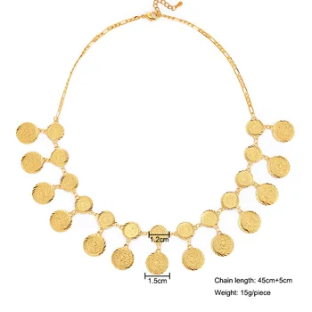 Noul sosit arabă de Monede antice, colier de Aur de culoare moneda pandantiv Orientul Mijlociu Femei bijuterii de nunta Cadou