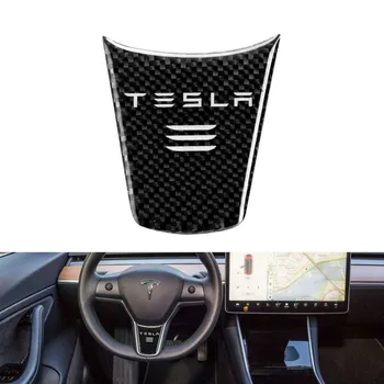 1 buc Fibra de Carbon Styling Volan Masina de Decorare a Acoperi Sportiv Modificarea cu Logo-ul Autocolant Accesorii pentru Tesla Model 3