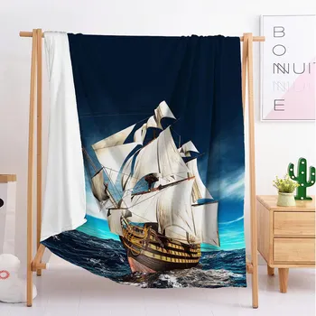 Alb, nou, Mare, barcă cu pânze de export Personalizate pături Mari și mici dimensiuni arunca pătură tapiserie de dormit pătură flanel moale asternuturilor de pat