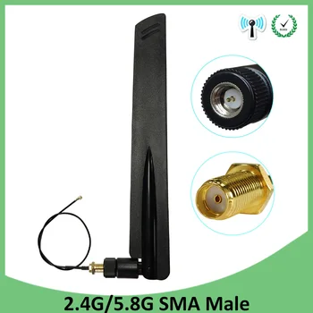 2 buc 2,4 GHz 5 ghz 5.8 Ghz wifi Antena de 8dBi SMA Conector de sex Masculin wi-fi 2.4 G 5G 5.8 G Antena +21cm RP-SMA Cablu Coadă
