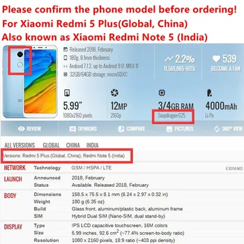 Testate pentru Xiaomi Redmi 5 Plus Display LCD + Rama 10 Touch Screen Pentru Redmi5 Plus LCD Digitizer Inlocuire Reparare Piese