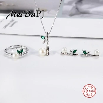 [MeiBaPJ]Personalitate de Moda Simplă Ramură AAA Zircon Set S925 Argint Cercei & Colier si Inel Fin Seturi de Bijuterii Pentru Femei
