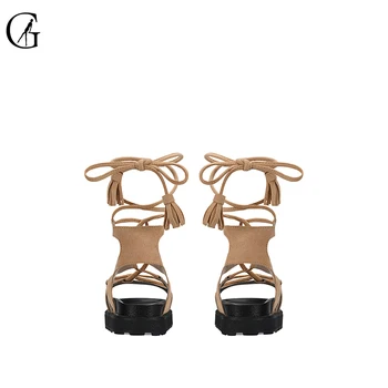 GOXEOU Femei Sandale de Caise Turma Gladiator Dantelă-Up Strappy Platform de Moda Casual, Pantofi Doamnelor Dimensiunea 35-43