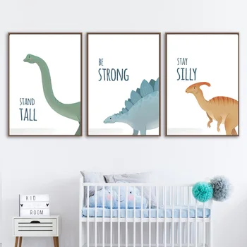 Dinozaur Citate Motivationale Pepinieră Wall Art print Panza Pictura Nordică, Poster de Perete Poze Baby Camera pentru Copii Decor Acasă