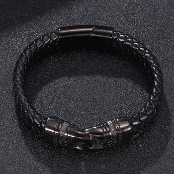 Moda din Oțel Inoxidabil negru Bratari & Brățări pentru Bărbați Brățări de Piele pentru Bărbați Bijuterii 2019 Nou Cadou pentru Barbati PD817
