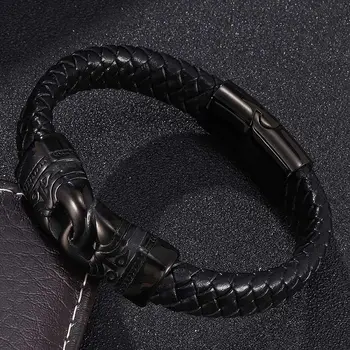 Moda din Oțel Inoxidabil negru Bratari & Brățări pentru Bărbați Brățări de Piele pentru Bărbați Bijuterii 2019 Nou Cadou pentru Barbati PD817