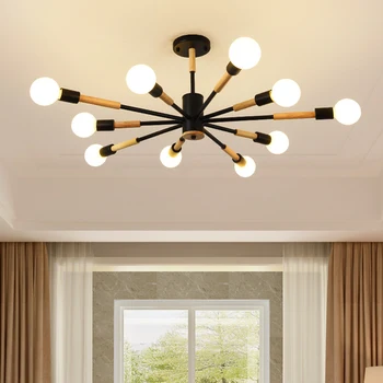 220V 110v Moderne LED Lumini Plafon Cu E27 Bec Abajururi Pentru Living Nordic Dormitor din Lemn Montate la Suprafață Lampă de Plafon