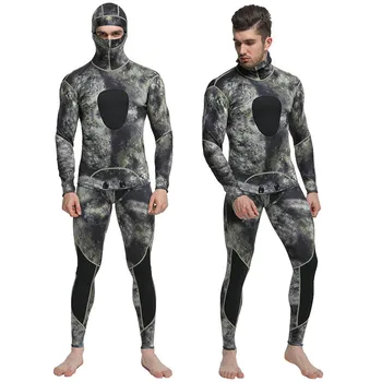 Camuflaj spearfishing Scuba Costum de 1,5 mm neopren barbati două bucata costum de scufundări surfing, snorkeling iarna termice de costume de baie