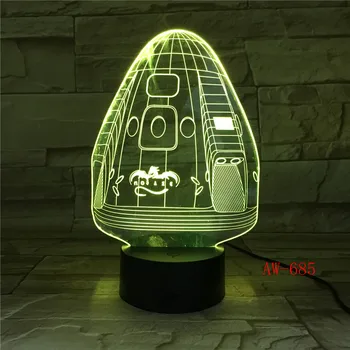 Dragon Capsulă Spațială 7 Lampă de Culoare Vizuale 3d Led Lumini de Noapte Pentru Copil Touch Usb Masă Lampara Lampe de Dormit Veioza AW-685