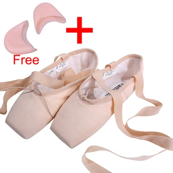 Calitatea de Satin, Panza Pantofi de Balet cu Panglică și Gel Pad Deget Fete Femei Nud Pointe Pantofi Tep Pregătire Fizică Pantofi 31-40W