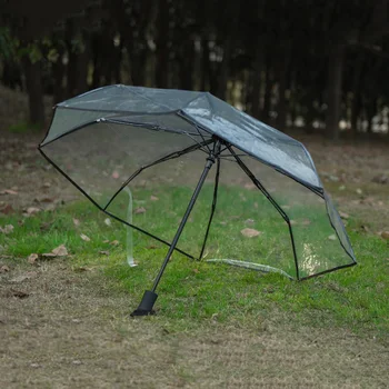 De VÂNZARE la CALD Transparent Umbrelă Automată Umbrelă de Ploaie Femei Bărbați Soare Ploaie Auto Umbrela Pliere Compacta Windproof Stil Clar u