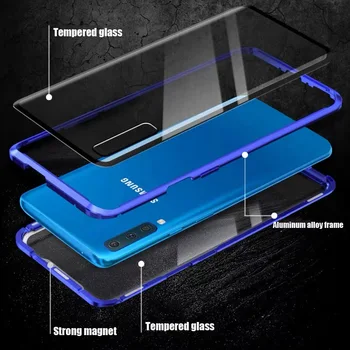 Metal Magnetic Caz Pentru Samsung Galaxy A90 5G A80 A70 A70S A60 A50 A50S A30 A20S A10S A10 A9 A8 A7 2018 Lateral Dublu capac de sticlă
