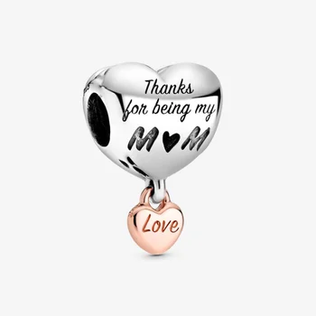 2020 Nou Autentice Argint 925 Margele Mulțumesc Pentru că ești Mama Mea Inima Farmecele Original se Potrivesc Pan Bratara Femei Bijuterii DIY