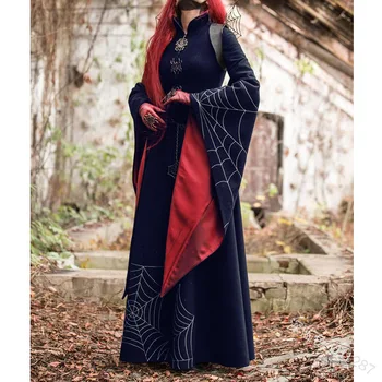 Pentru că Medievale Gotice Vrăjitoare Epocă Sexy Rochie Maxi Adult Femei Slim Flare Sleeve Neregulate Rochie Rochie Lunga de Mari Dimensiuni 5XL