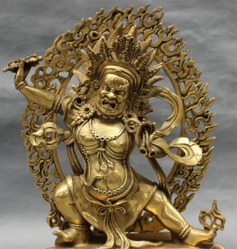 44cm/32cm Tibet Alamă Sculptate Budismul Joss Set Vajra Dorje Vajrapani Statuie a lui Buddha