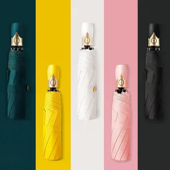 DMBRELLA Creative acoperite cu Negru de 3 Ori UV, Ploaie Femei barbati Automată windproof umbrele de Moda de sex masculin umbrelă de soare Fetele Cadouri paraguas