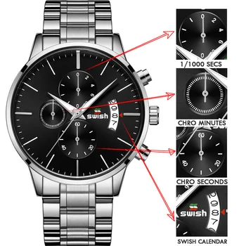 SWISH Bărbați Ceasuri de Lux de Top de Brand Sport Cuarț Ceas Barbati Cronograf rezistent la apa Încheietura Ceas Bărbat din Oțel Inoxidabil Data Ceas Masculin