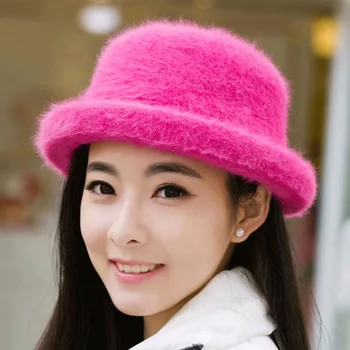 Fierbinte de Vânzare Iarna Bucket Hat pentru Femei Iepure Lână Cald Solid Roz Floppy Pălării pentru Femei de sex Feminin Pălărie Găleată Pălării Capac Pentru mama