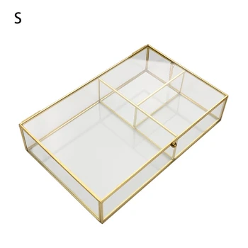 Geometrice Clare de Sticlă de Bijuterii Caseta de Bijuterii Organizator Suport de Masă Suculentă QX2E