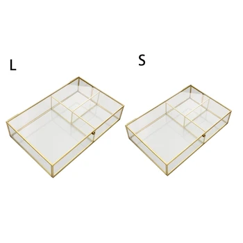 Geometrice Clare de Sticlă de Bijuterii Caseta de Bijuterii Organizator Suport de Masă Suculentă QX2E