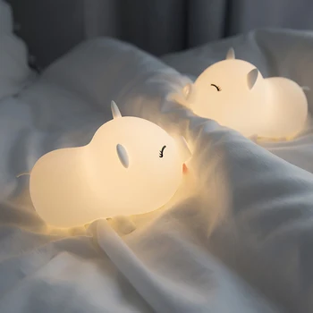 Copii Lumina de Noapte de Porc LED-uri Control Tactil Veioza Lampa starea de Spirit Portabil USB Reîncărcabilă Multi-Culoare Schimbare Dormitor Lampa