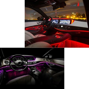 RGB Benzi cu LED-uri de Lumină APP de Control Bluetooth pentru Masina Atmosferă Interior Lumina Lampa DIY Muzica 6M Fibra Optica Trupa