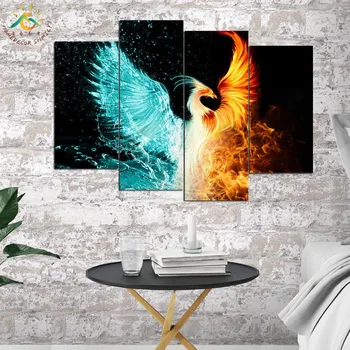 Rezumat Phoenix Arta de Perete HD Printuri Panza Pictura Arta Modular Imagine Și Vintag Poster Canvas Tablou Decor Acasă 4 BUCATI