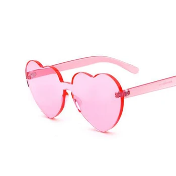 Noua Moda Inima Rosie Ochelari De Soare Femei Roz Transparent Galben De Soare Culori Bomboane Fără Ramă De Ochelari De Soare Oculos De Sol