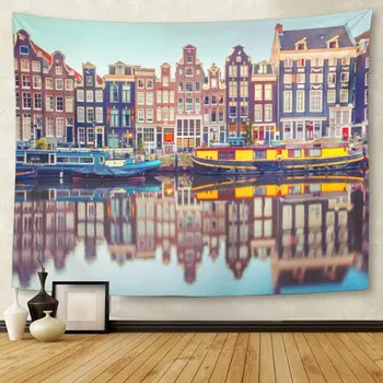 Tapiserie Amsterdam Canalul Singel Tipic olandez, Case și Casele în Timpul Tapiserii de Perete pentru Camera de zi Dormitor Dormitor