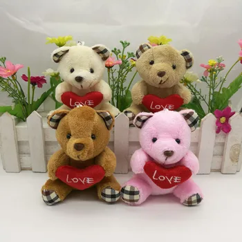 6Pcs/Lot 9cm Urs de Pluș Jucarii Mini Teddy Bear Păpuși Mic Cadou pentru Petrecerea de Nuntă Pandantiv Drăguț Ursuleț de Papusa cu dragoste inima