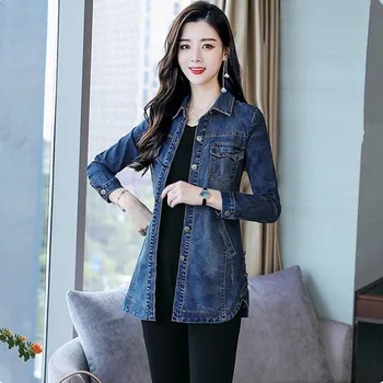 UHYTGF 5XL plus dimensiune jacheta denim femei buzunar moda coreeană casual de primavara toamna blugi haine sălbatice elegant feminin jachete 1078