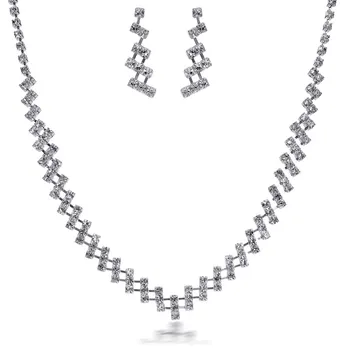 Trendy Culoare Argintie Set de Bijuterii Pentru Femei geometrice CZ Piatra Farmec Pandantive Coliere Cercei Cristal Cadou de Aniversare