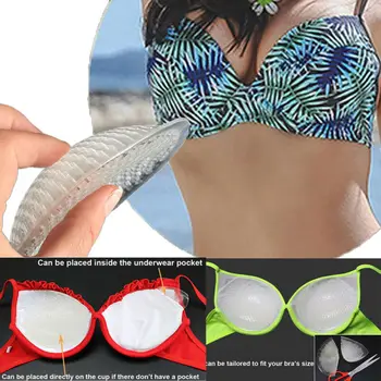 1Pair Moale Bikini Sutien Introduce/Silicon Tampoane Rotunde Potențiator de costume de Baie Traceless Transparent Push-up Respirabil fără Sudură Pad Piept