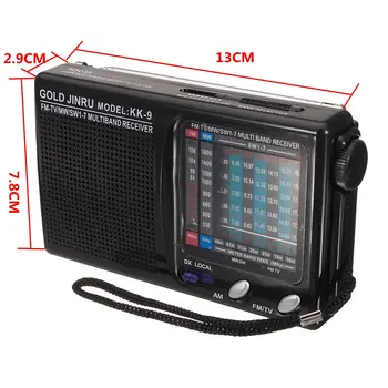 Vânzări la cald Portabile Full Band Radio FM Stereo Speaker MW, SW Receptor Radio Receptor pe unde Scurte