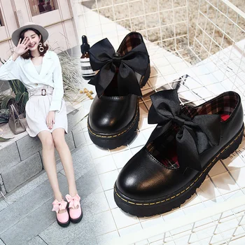 Lolita mici pantofi din piele single Japonez pantofi drăguț rotund-cap de student arc pantofi papusa