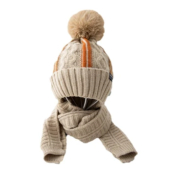 Crăciun Pentru Copii De Iarna Cald Tricotate Pălărie Și Eșarfă Seturi De Copii Toddler Croșetat Pompom Beanie Caciula+Fular Set Pentru Copil Fată Băiat Cadou