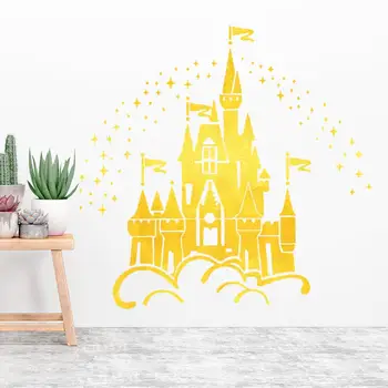 Disney Castel Sub Stele Vinil Autocolant de Perete pentru copii Fată Dormitor de Accesorii pentru Acasa, Accesorii de Decor pentru Camera de zi