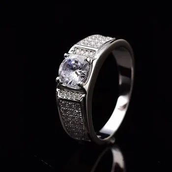 1ct D Culoare de sex Masculin Moissanite Inele de Diamant Full S925 Argint Placat cu Platină Bărbați Inel Bijuterii Fine Trece Diamant Tester