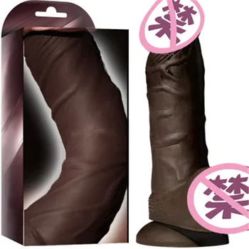 Negru Imitație Penis ventuza Vibrator Realistic Dildo Anal Plug mare de Ciocolată Supradimensionat Armăsar Masturbării Feminine Dispozitiv