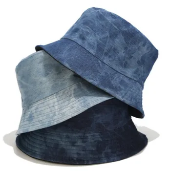 Tie Dye Denim Găleată Pălărie Capac Casual Jean Reversibile Panama Primăvară-Vară Două Laterale Poarte Femeile Palarie De Soare În Aer Liber, Drumeții, Pescuit Capac